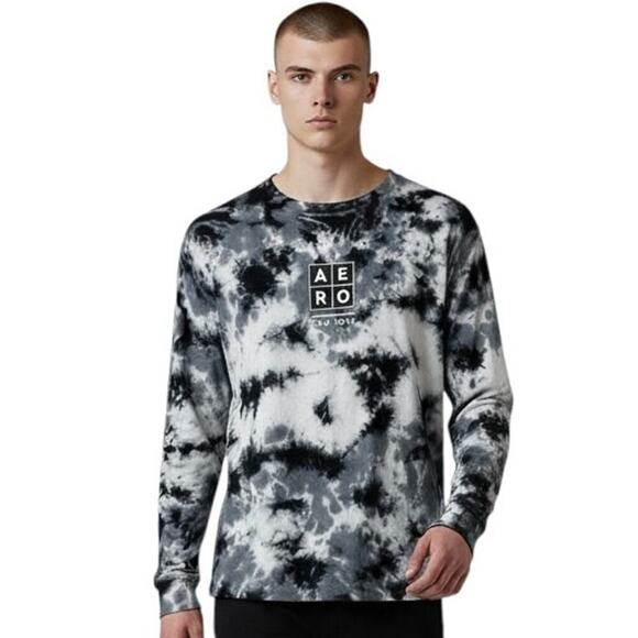 Aeropostale Other - Aeropostale Men's Tie Dye T-Shirt M Black & Gray Long Sleeve Crew Neck Cotton